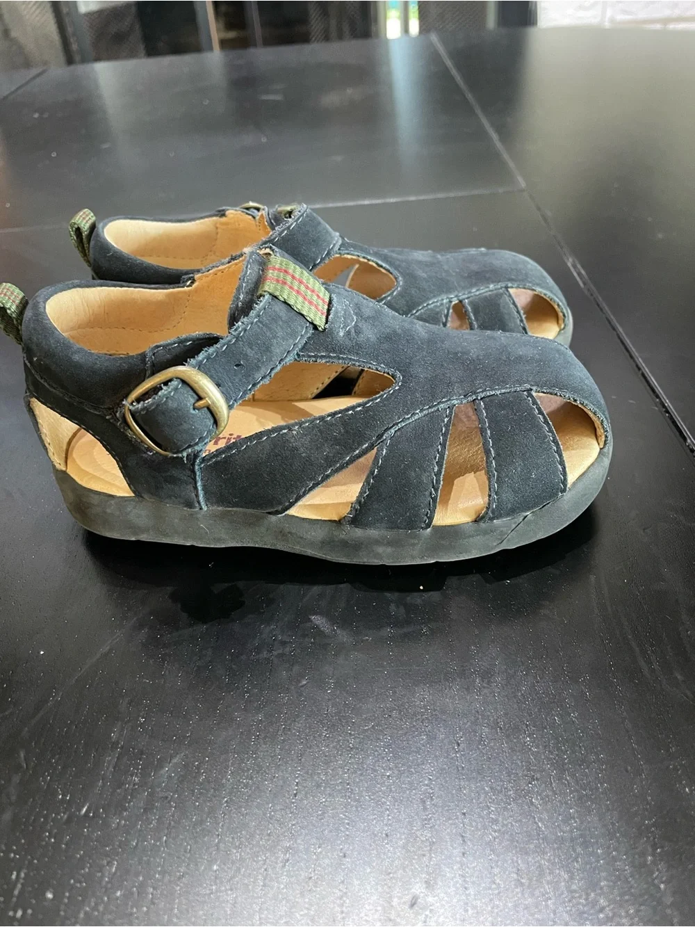 Stride rite Kids Navy suede Sandals Adj Strap walkers fisherman shoes sz 8W